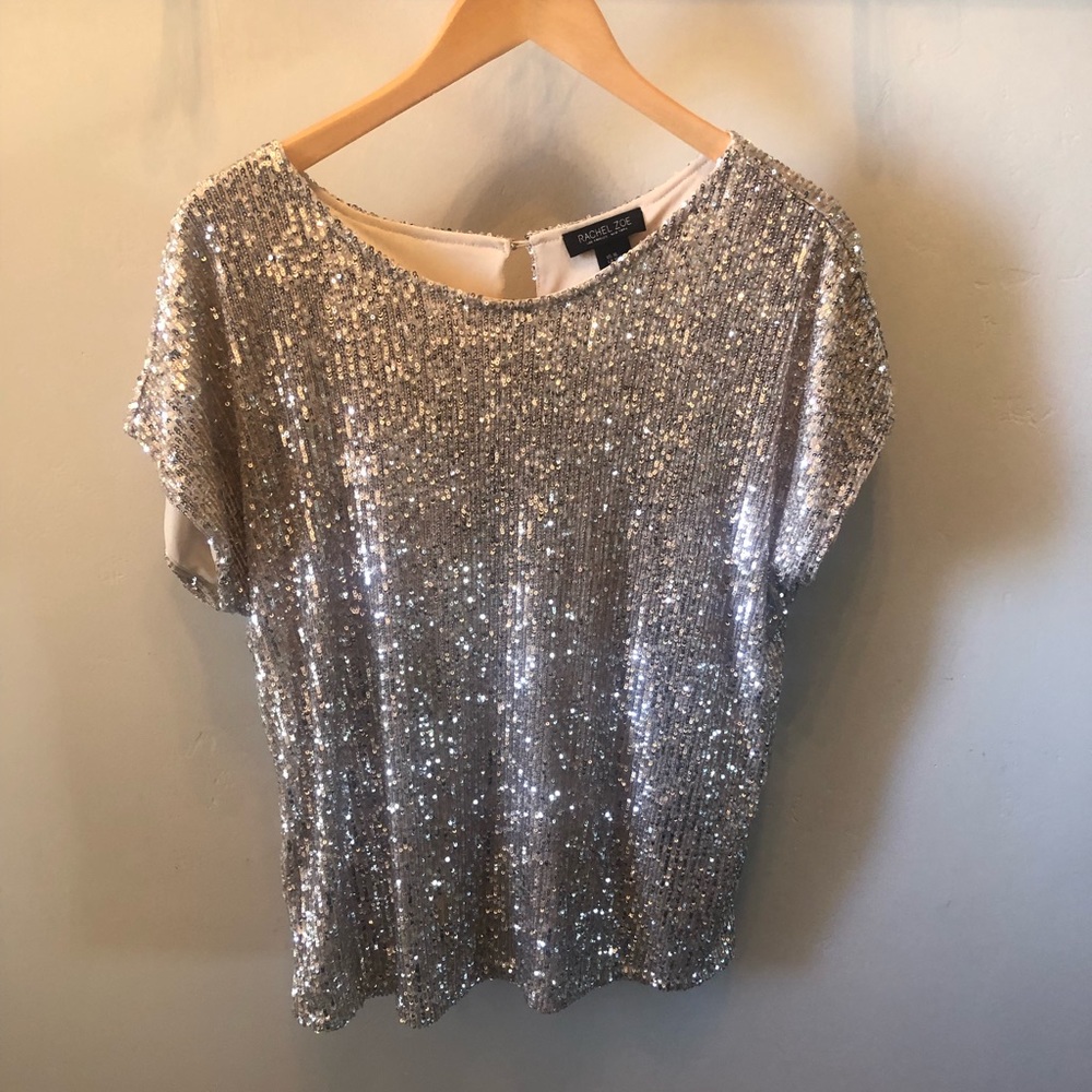 Rachel Zoe Champagne Sequin Blouse - EUC!